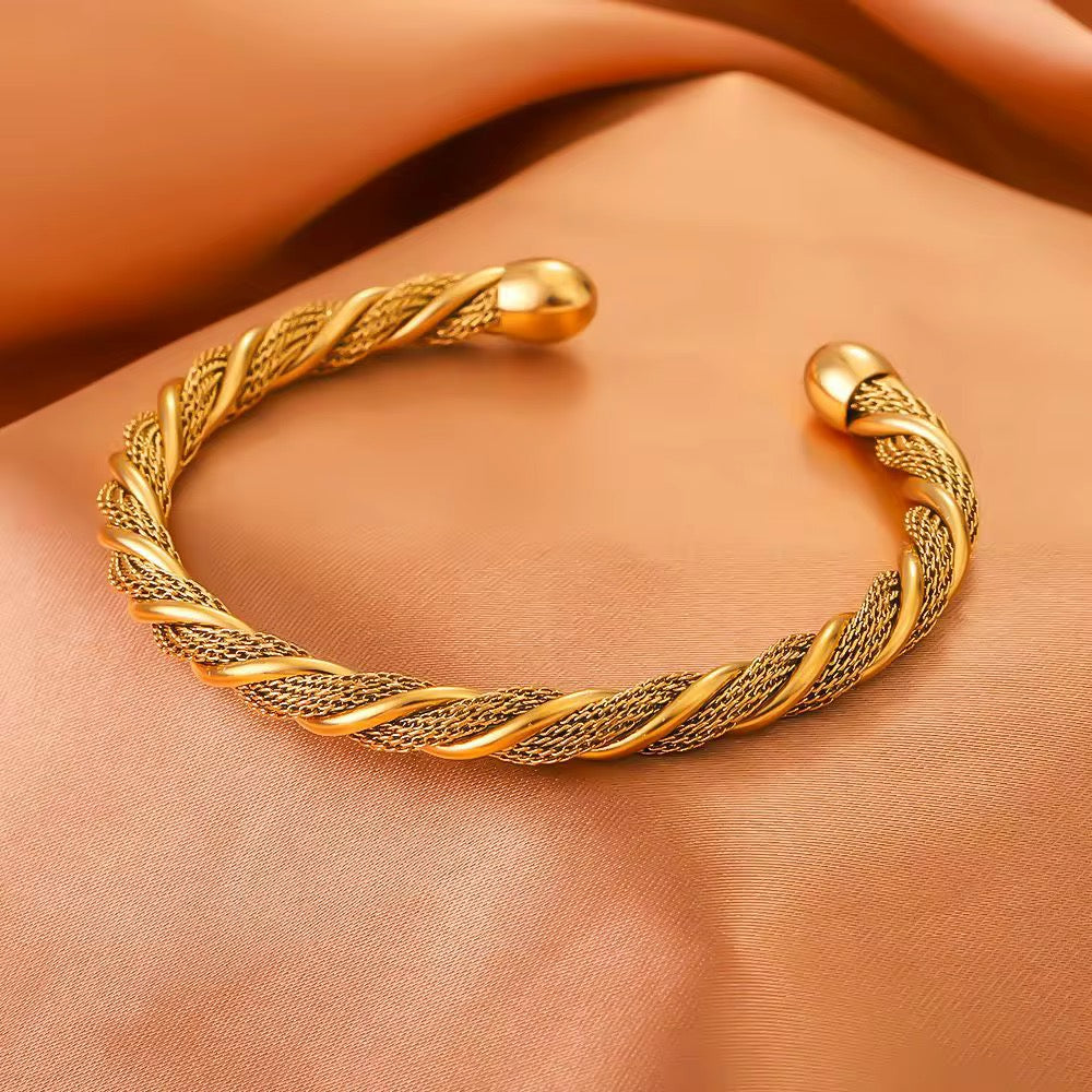 Gold Helix Steel Bangle