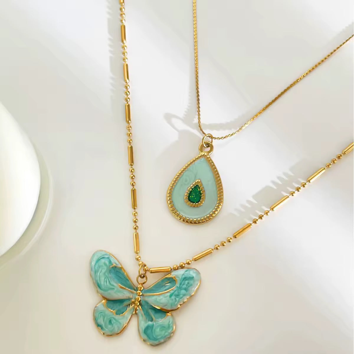 Aqua Teardrop Necklace
