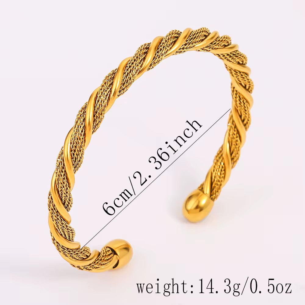 Gold Helix Steel Bangle