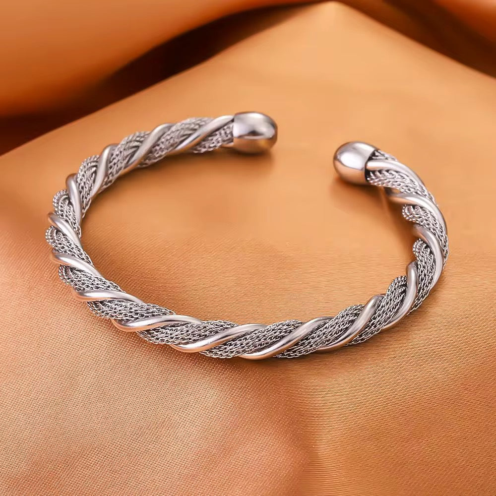 Silver Helix Steel Bangle