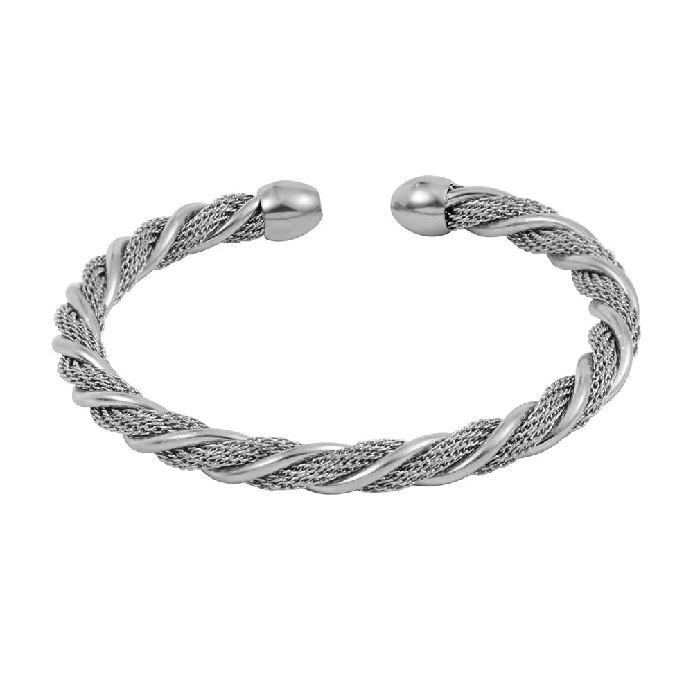 Silver Helix Steel Bangle