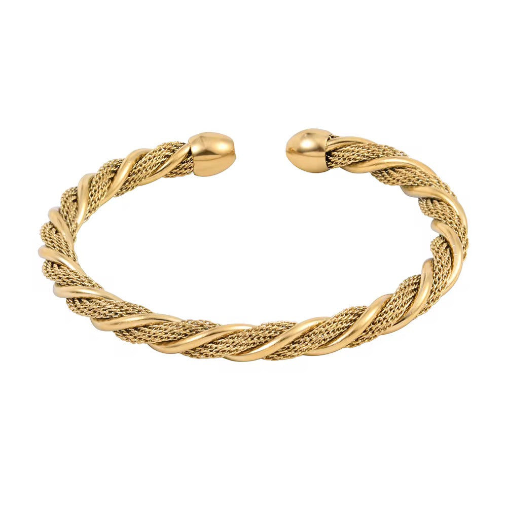Gold Helix Steel Bangle